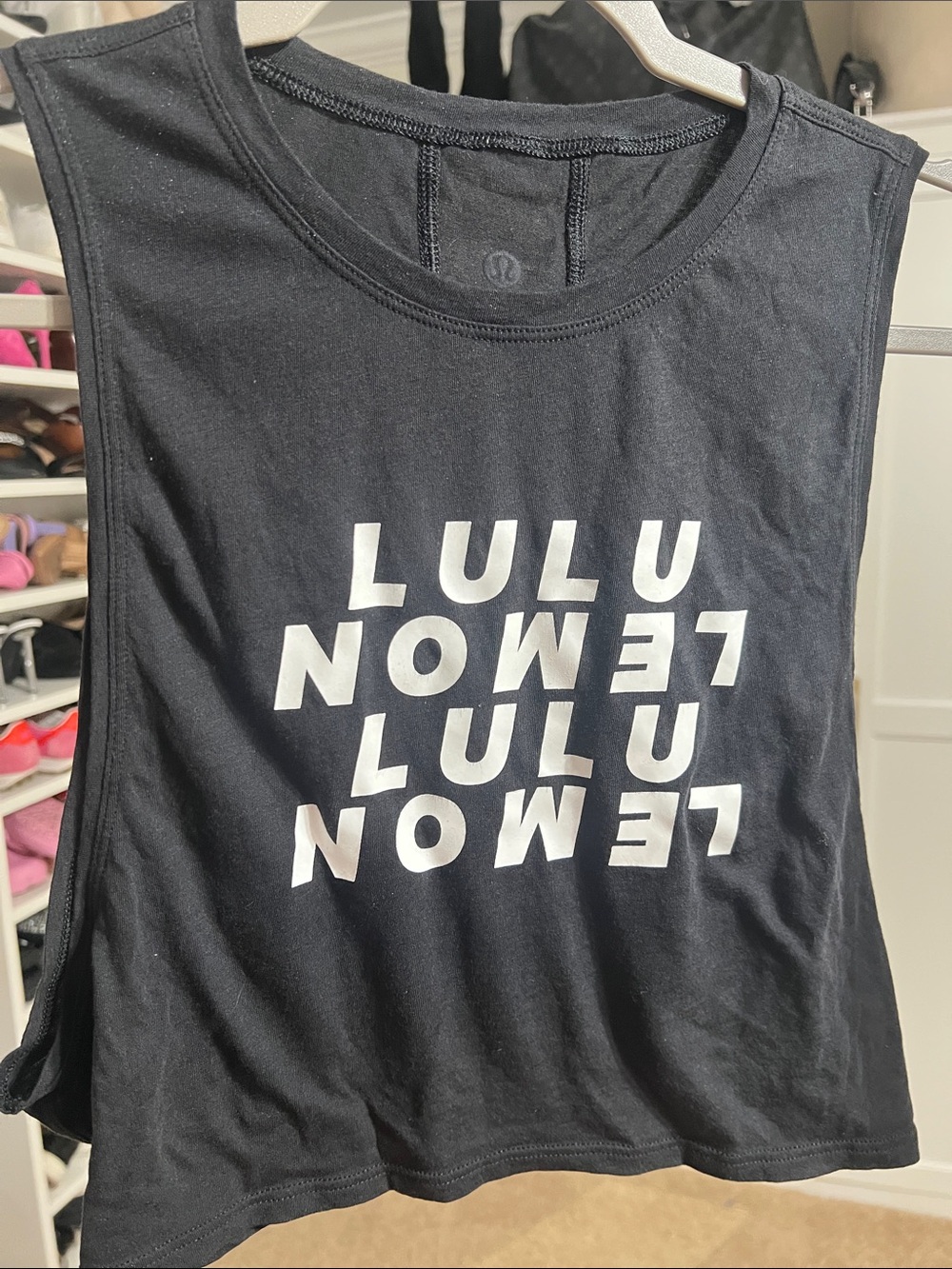 lululemon athletica Black Muscle Tee with White Logo